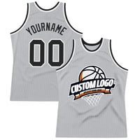 Custom Basketball Jersey - Gray Black-White Authentic Throwback