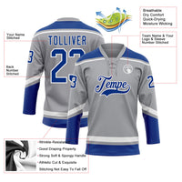 Custom Hockey Jersey - Gray Royal-White Lace Neck