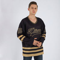 Custom Hockey Jersey - Black Black-Old Gold