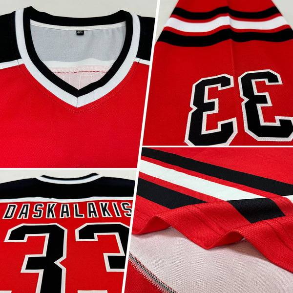 Custom Hockey Jersey - Red Black-White