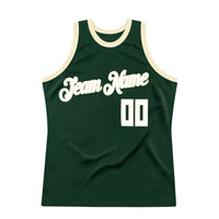 Custom Basketball Jersey - Hunter Green White-Cream Authentic Throwback