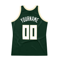 Custom Basketball Jersey - Hunter Green White-Cream Authentic Throwback