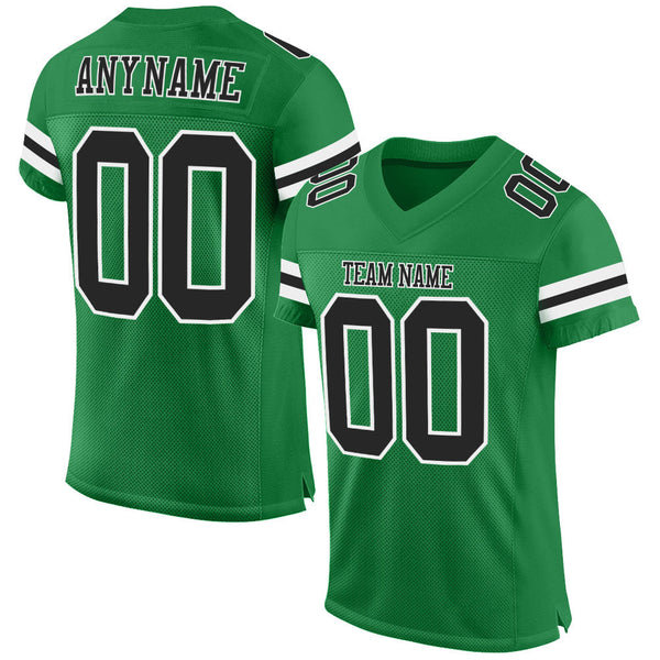 Custom Football Jersey - Grass Green Black-White Mesh Authentic