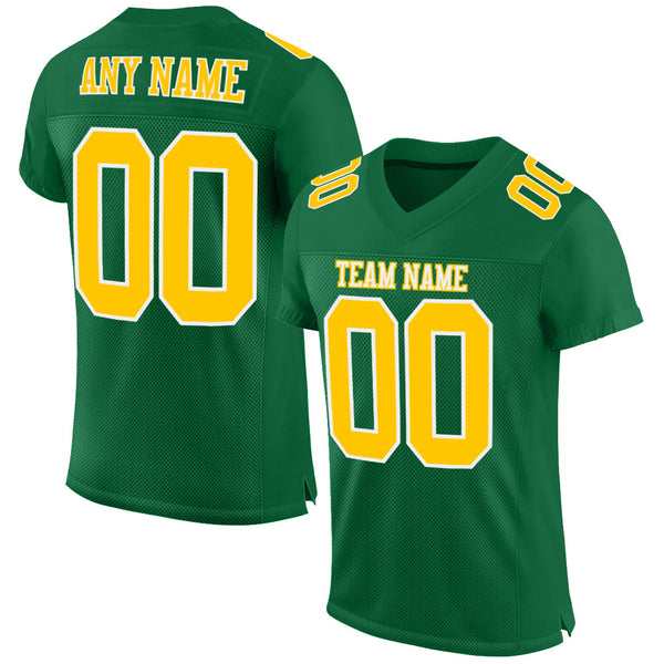 Custom Football Jersey - Kelly Green Gold-White Mesh Authentic