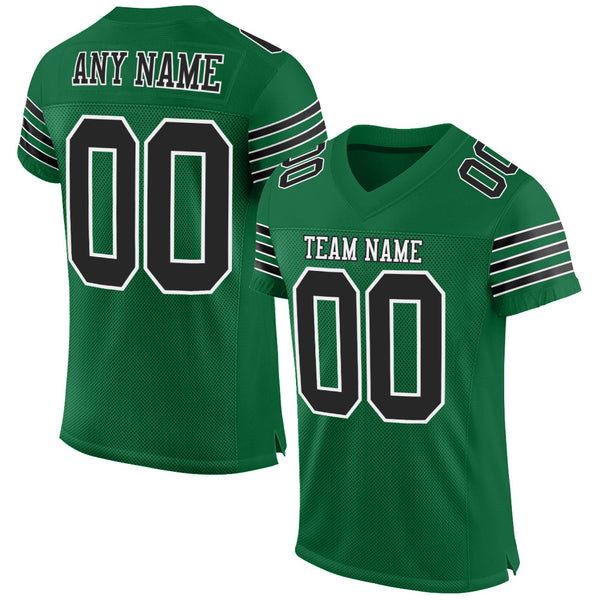 Custom Football Jersey - Kelly Green Black-White Mesh Authentic