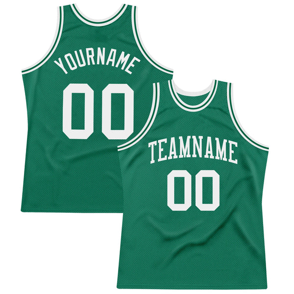 Custom Basketball Jersey - Kelly Green White Authentic Throwback