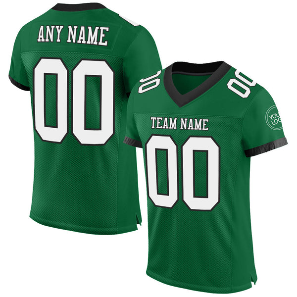 Custom Football Jersey - Kelly Green White-Black Mesh Authentic