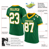 Custom Football Jersey - Kelly Green White-Gold Mesh Authentic