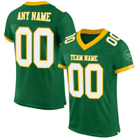 Custom Football Jersey - Kelly Green White-Gold Mesh Authentic