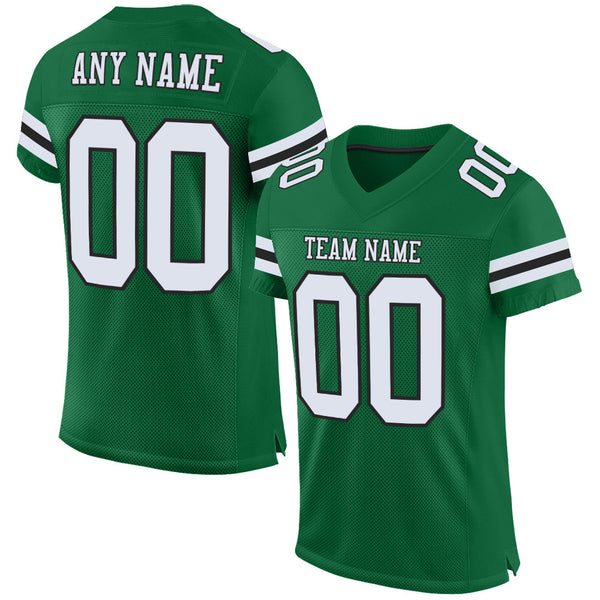Custom Football Jersey - Kelly Green White-Black Mesh Authentic