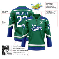 Custom Hockey Jersey - Kelly Green White-Royal Lace Neck
