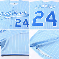 Custom Baseball Jersey - Light Blue White Pinstripe Royal-White Authentic