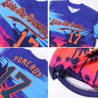 Custom Baseball Jersey - Royal Navy-Orange 3D Pattern Design Palm Trees Authentic