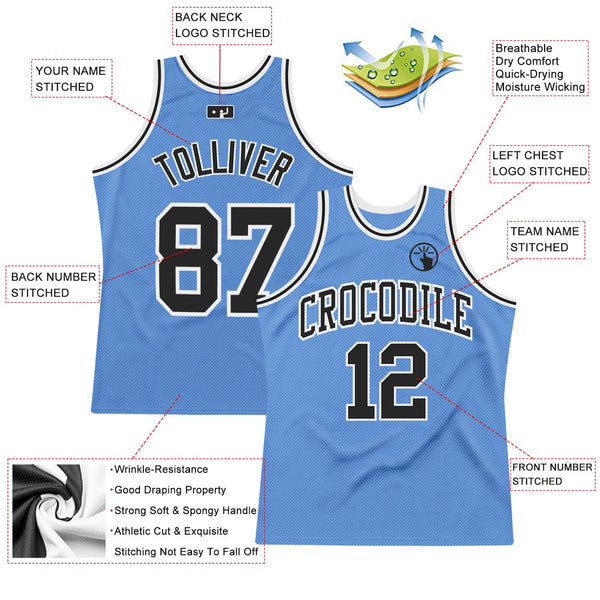 Custom Basketball Jersey - Light Blue Black-White Authentic Throwback