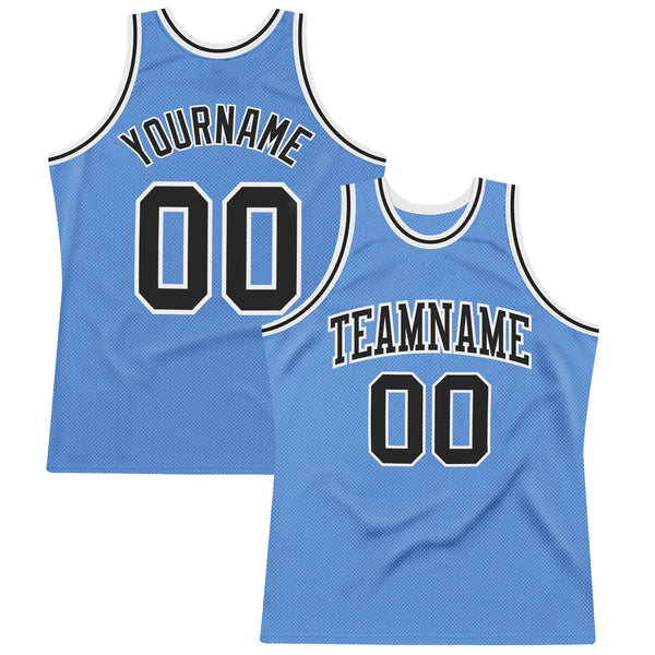 Custom Basketball Jersey - Light Blue Black-White Authentic Throwback