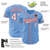 Custom Baseball Jersey - Light Blue White-Red Authentic