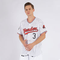 Custom Baseball Jersey - White Black Pinstripe Red-Black Authentic
