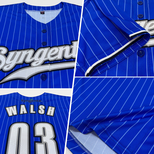 Custom Baseball Jersey - Royal White Pinstripe White-Black Authentic