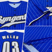 Custom Baseball Jersey - Royal White Pinstripe White-Black Authentic