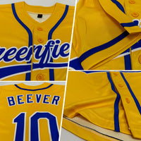 Custom Baseball Jersey - Yellow Royal-White Authentic