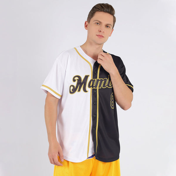 Custom Baseball Jersey - White-Black Old Gold Authentic Split Fashion