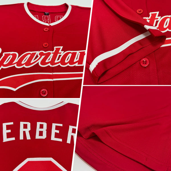 Custom Baseball Jersey - Red Red-White Authentic