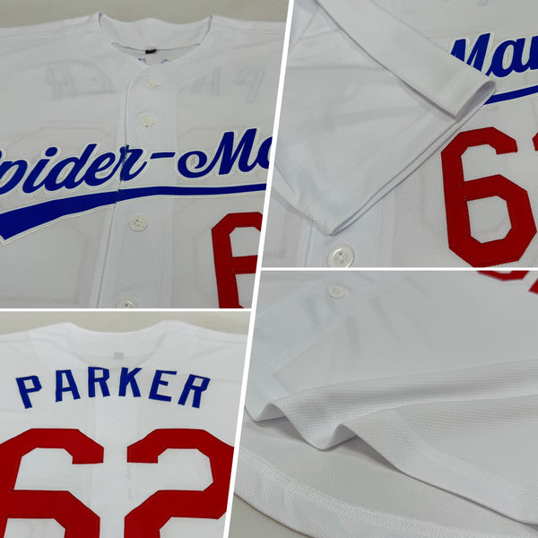 Custom Baseball Jersey - White Red-Royal Authentic