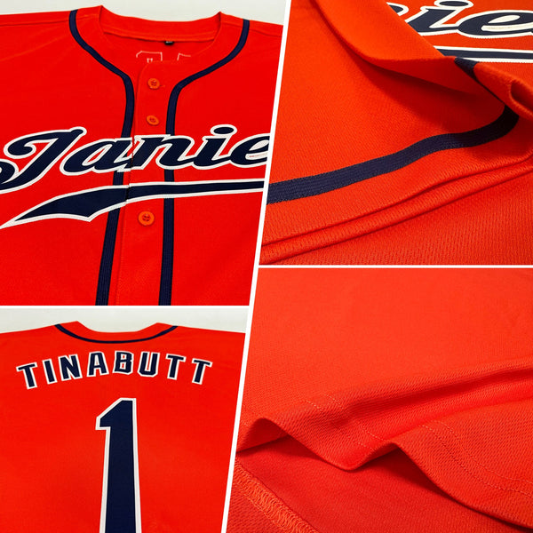 Custom Baseball Jersey - Orange Navy-White Authentic