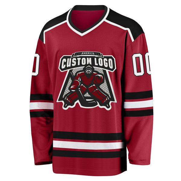 Custom Hockey Jersey - Maroon White-Black