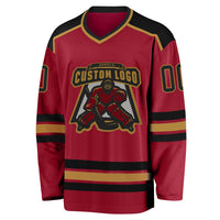 Custom Hockey Jersey - Maroon Black-Old Gold