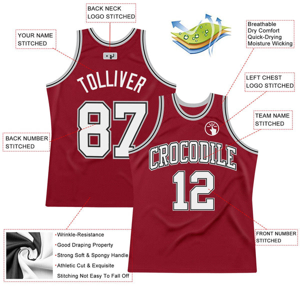 Custom Basketball Jersey - Maroon White Black-Gray Authentic Throwback