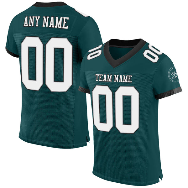 Custom Football Jersey - Midnight Green White Gray-Black Mesh Authentic