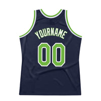 Custom Basketball Jersey - Navy Neon Green-White Authentic Throwback