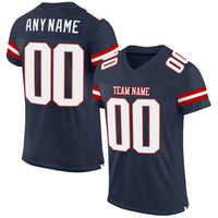 Custom Football Jersey - Navy White-Red Mesh Authentic