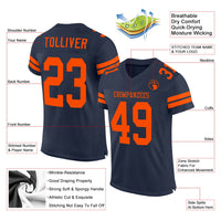 Custom Football Jersey - Navy Orange Mesh Authentic