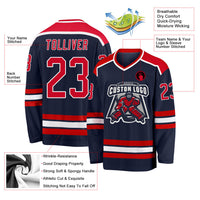 Custom Hockey Jersey - Navy Red-White