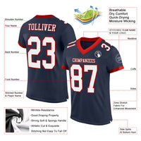 Custom Football Jersey - Navy White-Red Mesh Authentic