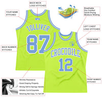 Custom Basketball Jersey - Neon Green Light Blue-White Authentic Throwback