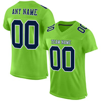 Custom Football Jersey - Neon Green Navy-White Mesh Authentic