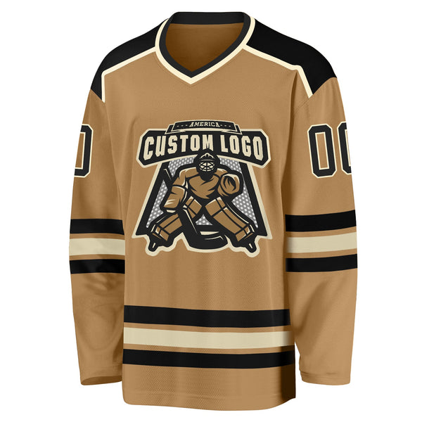 Custom Hockey Jersey - Old Gold Black-Cream
