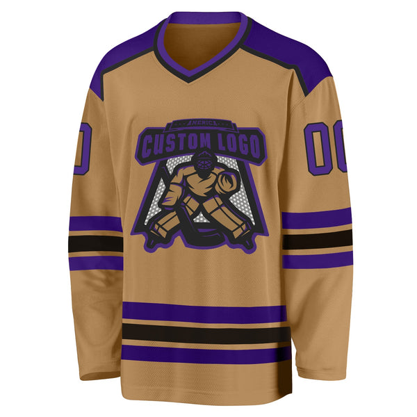 Custom Hockey Jersey - Old Gold Purple-Black