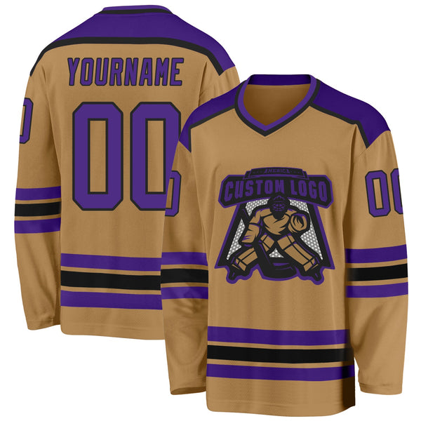 Custom Hockey Jersey - Old Gold Purple-Black