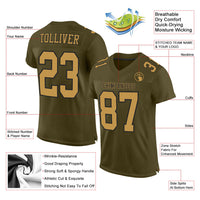 Custom Football Jersey - Olive Old Gold-Black Mesh Authentic Salute To Service