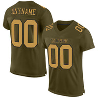 Custom Football Jersey - Olive Old Gold-Black Mesh Authentic Salute To Service