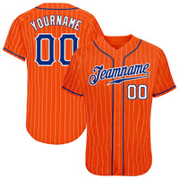 Custom Baseball Jersey - Orange White Pinstripe Royal-White Authentic