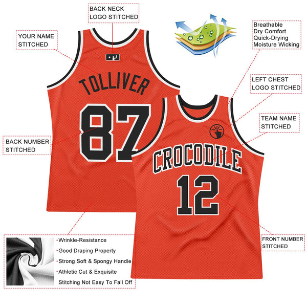 Custom Basketball Jersey - Orange Black-White Authentic Throwback