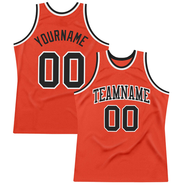Custom Basketball Jersey - Orange Black-White Authentic Throwback