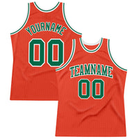 Custom Basketball Jersey - Orange Kelly Green-White Authentic Throwback