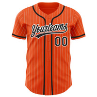 Custom Baseball Jersey - Orange White Pinstripe Black Authentic