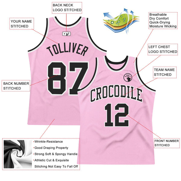 Custom Basketball Jersey - Light Pink Black-White Authentic Throwback